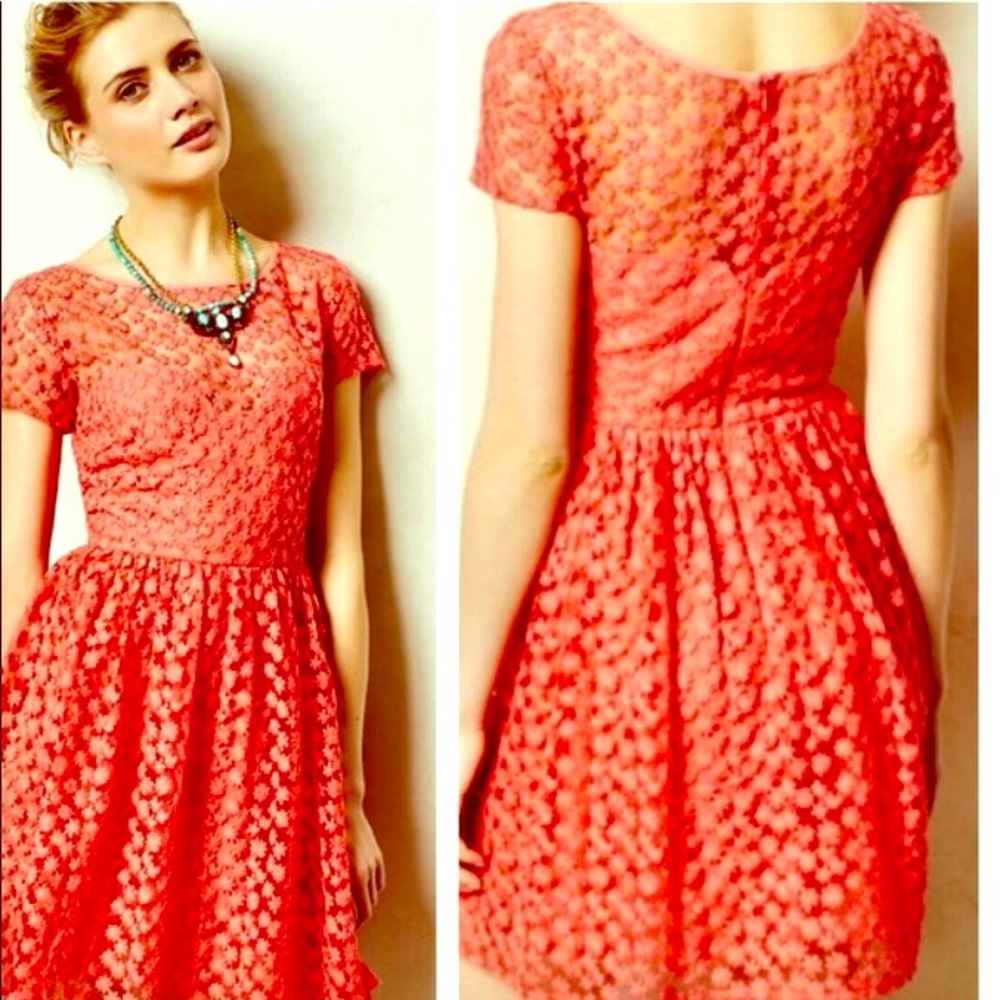 Anthropologie Stitched Blossom Dress